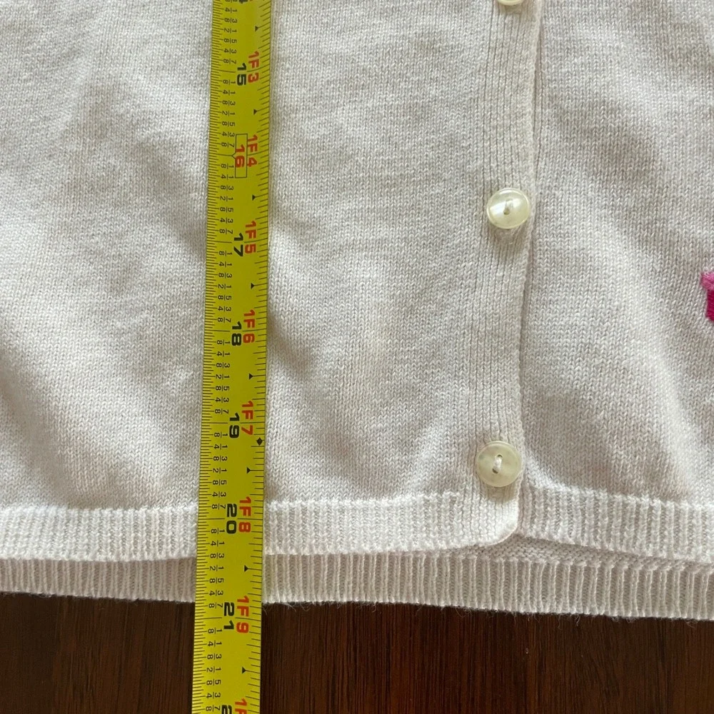 Liz Claiborne Cardigan Womens Small Cream Floral Embroidered Linen Blend Cottage